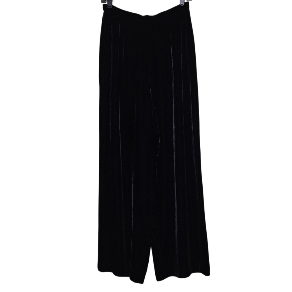 Kay Unger New York Velvet Wide‎ Leg Lined Dress Pants Womens 10 Black Rayon Silk